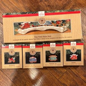 Hallmark Keepsake Train Ornament Set - Red, Blue, Gold